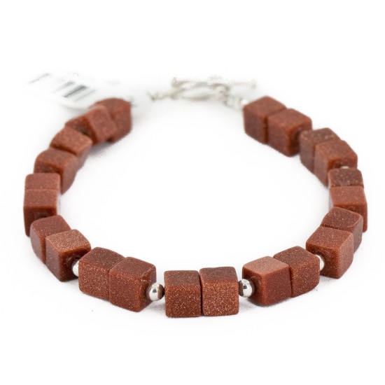 Certified Authentic Navajo Natural Goldstone Link Native American Bracelet 12742-111