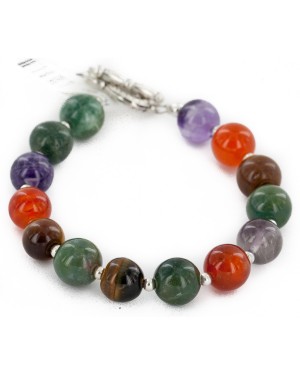 Certified Authentic Navajo Natural Multicolor Stones Link Native American Bracelet 12742-109