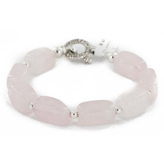Certified Authentic Navajo Natural Native American Pink Quartz Link Bracelet 12742-112