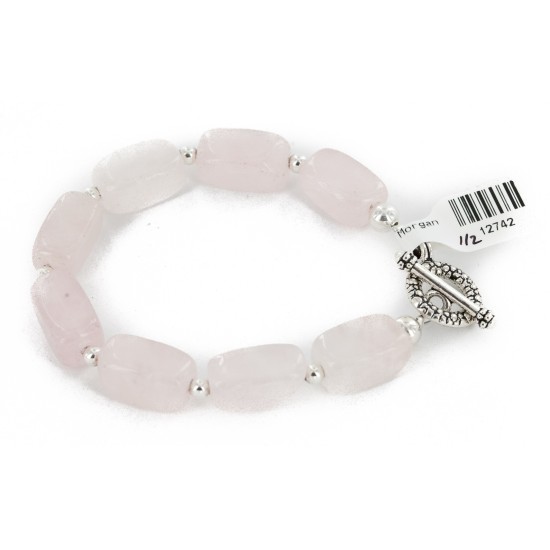 Certified Authentic Navajo Natural Native American Pink Quartz Link Bracelet 12742-112