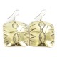 Handmade Certified Authentic Feather Navajo Handstamped Pure Brass Dangle Native American Earrings 18088-1