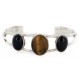 Handmade Certified Authentic Navajo .925 Sterling Silver Natural Tigers Eye Black Onyx Native American Bracelet 12820-0