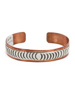 Handmade Certified Authentic Navajo Pure .925 Sterling Silver and Copper Native American Bracelet 12721-4