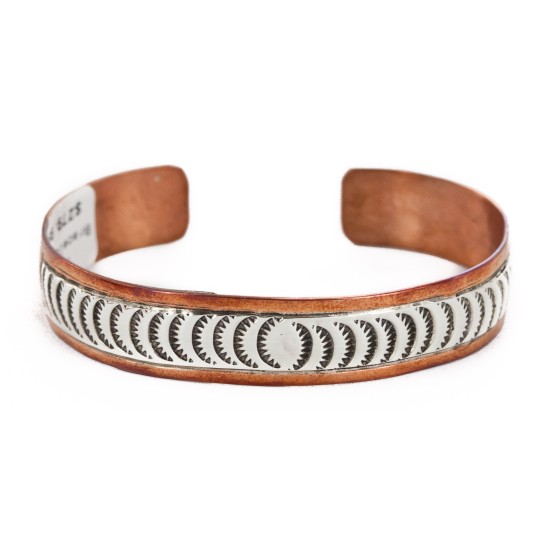 Handmade Certified Authentic Navajo Pure .925 Sterling Silver and Copper Native American Bracelet 12721-4