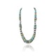 Exquisite .925 Sterling Silver Certified Authentic Navajo Native American 1 Strand Blue Green Turquoise Necklace Chain 35825