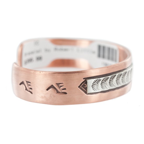 Navajo .925 Sterling Silver Handmade Certified Authentic Pure Copper Native American Bracelet 13015-2