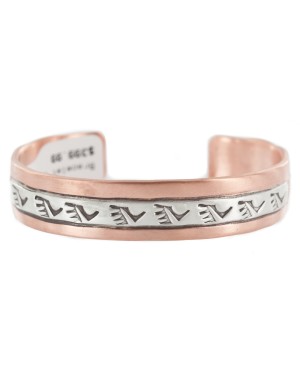 Navajo Bear Paw .925 Sterling Silver Handmade Certified Authentic Pure Copper Native American Bracelet 13015-5