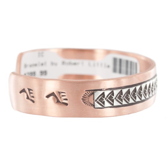Teepee .925 Sterling Silver Navajo Handmade Certified Authentic Pure Copper Native American Bracelet 13015-6