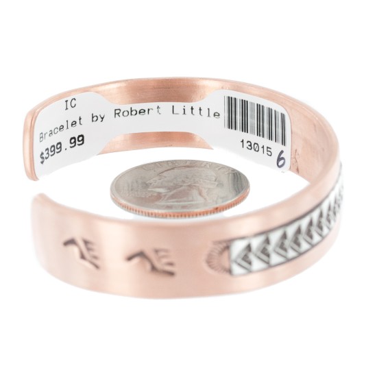 Teepee .925 Sterling Silver Navajo Handmade Certified Authentic Pure Copper Native American Bracelet 13015-6