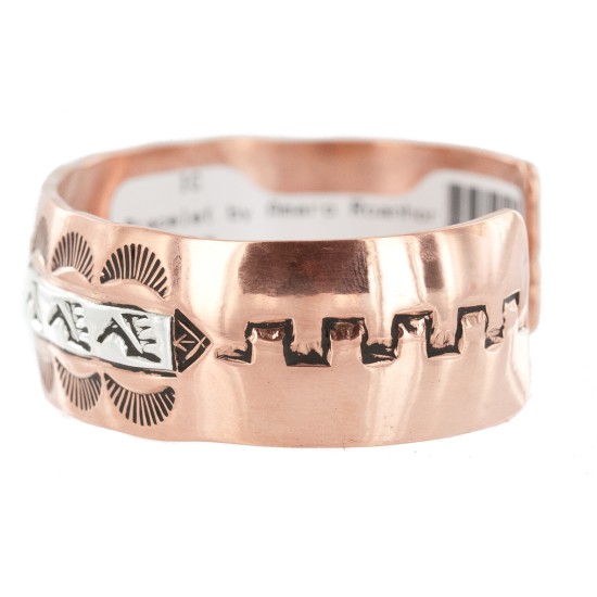 Navajo Bear Paw Sun .925 Sterling Silver Handmade Certified Authentic Pure Copper Native American Bracelet 13016