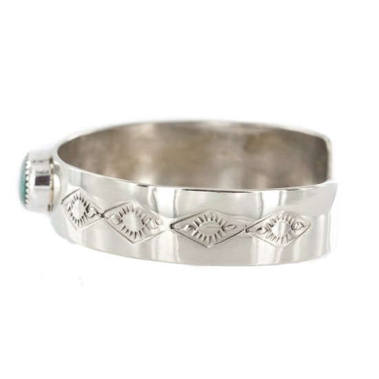 Navajo Handmade Certified Authentic Nickel Natural Turquoise Native American Bracelet 13019-3