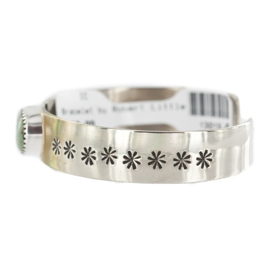 Navajo Handmade Certified Authentic Nickel Natural Turquoise Native American Bracelet 13019-8