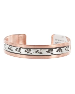 .925 Sterling Silver Navajo Bear Paw Handmade Certified Authentic Pure Copper Native American Bracelet 13015-1