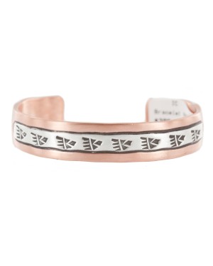 Bear Paw .925 Sterling Silver Navajo Handmade Certified Authentic Pure Copper Native American Bracelet 13015-4