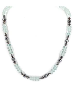 Certified Authentic Navajo .925 Sterling Silver Natural Hematite and Blue Quartz Native American Necklace 15388-1