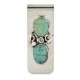 Handmade Certified Authentic Navajo Nickel and .925 Sterling Silver Natural Turquoise Native American Money Clip 10530-2