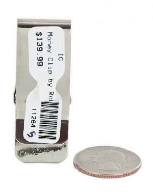 Handmade Certified Authentic Navajo Nickel and .925 Sterling Silver White Buffalo Native American Money Clip 11264-5