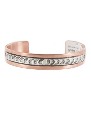 Navajo .925 Sterling Silver Handmade Certified Authentic Pure Copper Native American Bracelet 13015-2