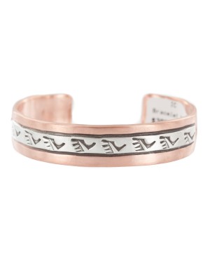 Bear Paw Navajo .925 Sterling Silver Handmade Certified Authentic Pure Copper Native American Bracelet 13015-3