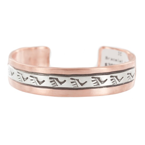 Bear Paw Navajo .925 Sterling Silver Handmade Certified Authentic Pure Copper Native American Bracelet 13015-3