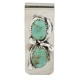 Navajo Handmade Certified Authentic Nickel and .925 Sterling Silver Natural Turquoise Native American Money Clip 10530-6