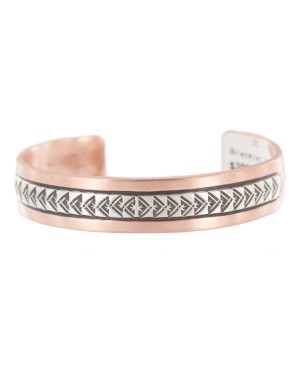 Teepee .925 Sterling Silver Navajo Handmade Certified Authentic Pure Copper Native American Bracelet 13015-6