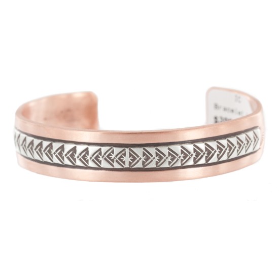 Teepee .925 Sterling Silver Navajo Handmade Certified Authentic Pure Copper Native American Bracelet 13015-6