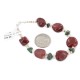 Certified Authentic Navajo .925 Sterling Silver Natural Turquoise and Red Jasper Native American Bracelet 13020-1