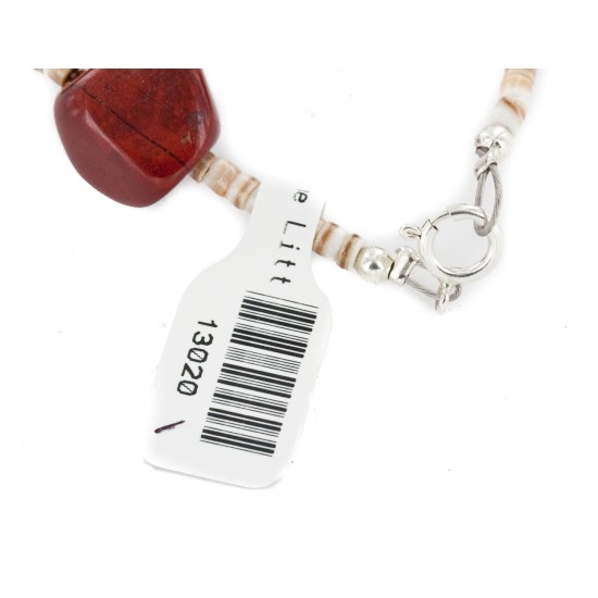 Certified Authentic Navajo .925 Sterling Silver Natural Turquoise and Red Jasper Native American Bracelet 13020-1