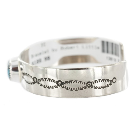 Navajo Handmade Certified Authentic Nickel Natural Turquoise Native American Bracelet 13019-4