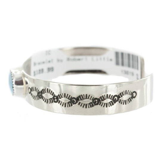 Navajo Handmade Certified Authentic Nickel Natural Turquoise Native American Bracelet 13019-2 Navajo Handmade Certified Authentic Nickel Natural Turquoise Native American Bracelet 13019-2