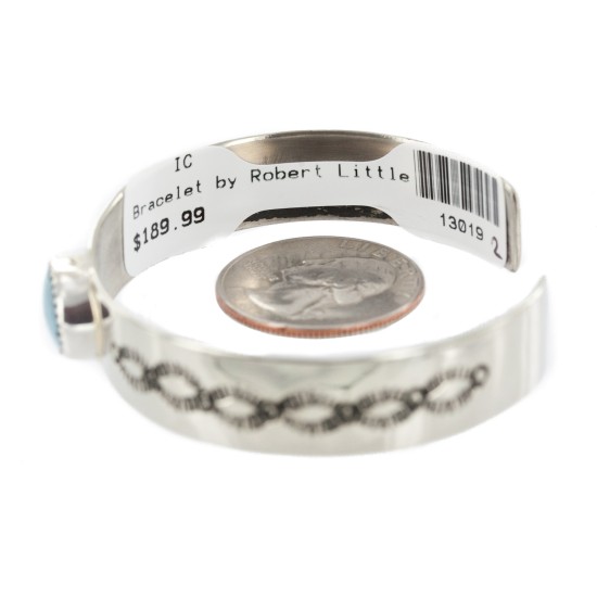 Navajo Handmade Certified Authentic Nickel Natural Turquoise Native American Bracelet 13019-2 Navajo Handmade Certified Authentic Nickel Natural Turquoise Native American Bracelet 13019-2