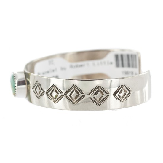 Navajo Handmade Certified Authentic Nickel Natural Turquoise Native American Bracelet 13019-11