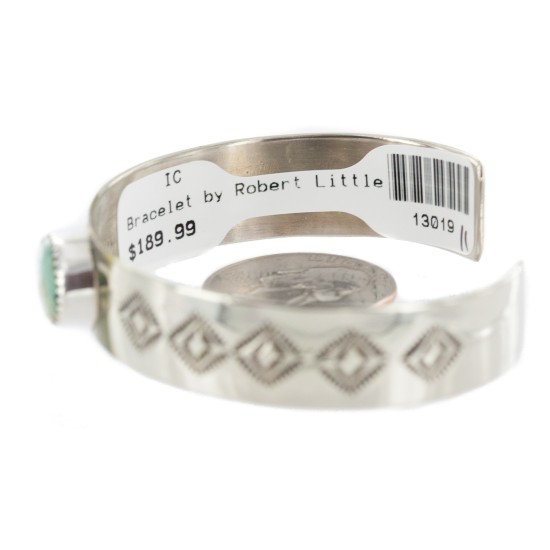 Navajo Handmade Certified Authentic Nickel Natural Turquoise Native American Bracelet 13019-11