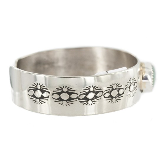 Navajo Handmade Certified Authentic Nickel Natural Turquoise Native American Bracelet  13019-12