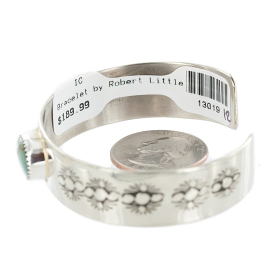 Navajo Handmade Certified Authentic Nickel Natural Turquoise Native American Bracelet  13019-12