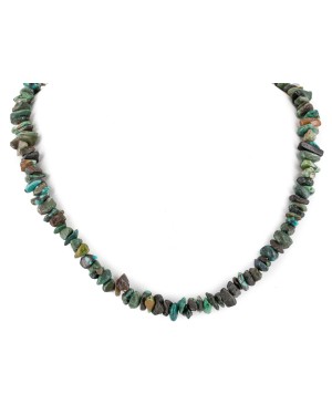 .925 Sterling Silver Certified Authentic Navajo Natural Turquoise Chain Native American Necklace 15797-2