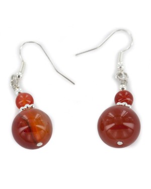 Certified Authentic .925 Sterling Silver Hooks Natural Carnelian Dangle Native American Earrings 18155