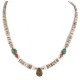 Certified Authentic Drop Navajo .925 Sterling Silver Natural Turquoise Coral Graduated Heishi Native American Necklace 15958-11