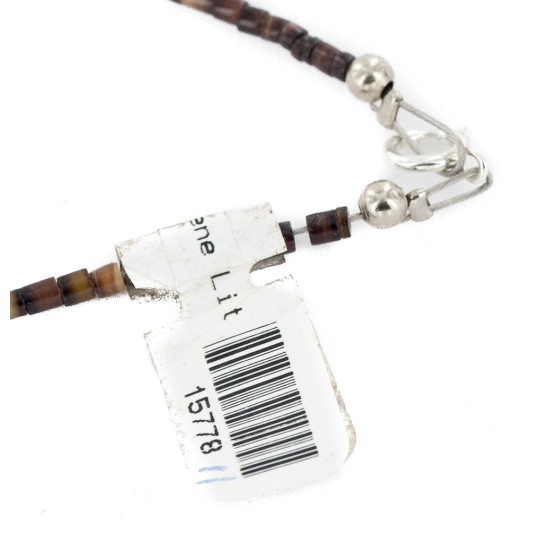 Certified Authentic Drop Navajo .925 Sterling Silver Natural Turquoise Graduated Melon Shell Native American Necklace 15778-11