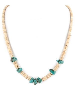 Certified Authentic Navajo .925 Sterling Silver Natural Graduated Melon Shell Native American Necklace 15364-32