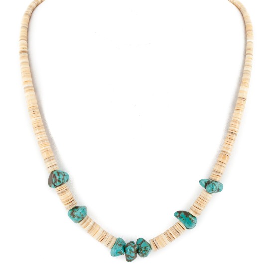 Certified Authentic Navajo .925 Sterling Silver Natural Graduated Melon Shell Native American Necklace 15364-32
