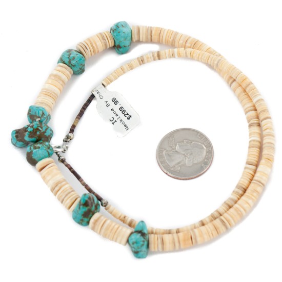 Certified Authentic Navajo .925 Sterling Silver Natural Graduated Melon Shell Native American Necklace 15364-32