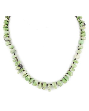 Certified Authentic Navajo .925 Sterling Silver Natural Green Jasper Native American Necklace 15432-5