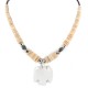 Certified Authentic Navajo .925 Sterling Silver Natural Turquoise Graduated Melon Shell Shell Bird Native American Necklace 750124-1