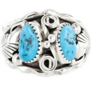 Large Handmade Certified Authentic Navajo .925 Sterling Silver Natural Turquoise Native American Ring 26209