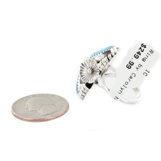 Handmade Certified Authentic Navajo .925 Sterling Silver Natural Turquoise Native American Ring Size 7 3/4 26208-2