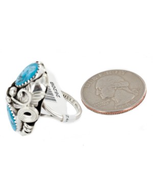 Handmade Certified Authentic Navajo .925 Sterling Silver Natural Turquoise Native American Ring Size 8 1/2 26208