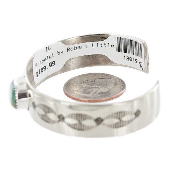 Handmade Navajo Certified Authentic Nickel Natural Turquoise Native American Bracelet 13019-5