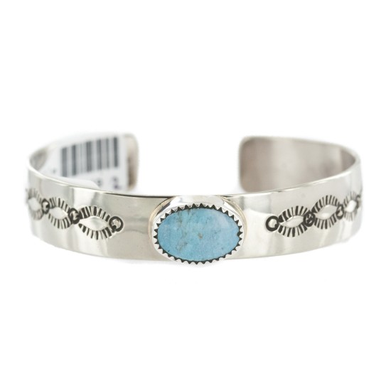 Navajo Handmade Certified Authentic Nickel Natural Turquoise Native American Bracelet 13019-2 Navajo Handmade Certified Authentic Nickel Natural Turquoise Native American Bracelet 13019-2